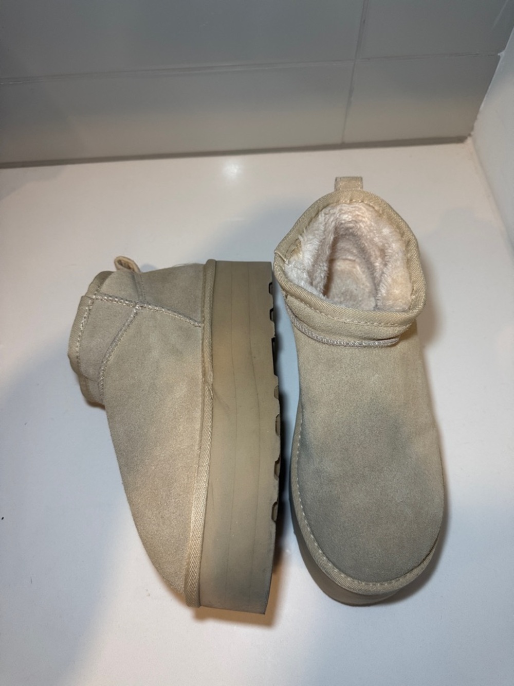 Cushionaire Hippy Women’s Platform Ankle Boots Color: Sand - Picture 2 of 6
